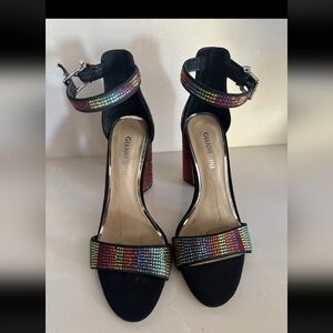 Gianni Bini Black Heels with Multicolor Accents